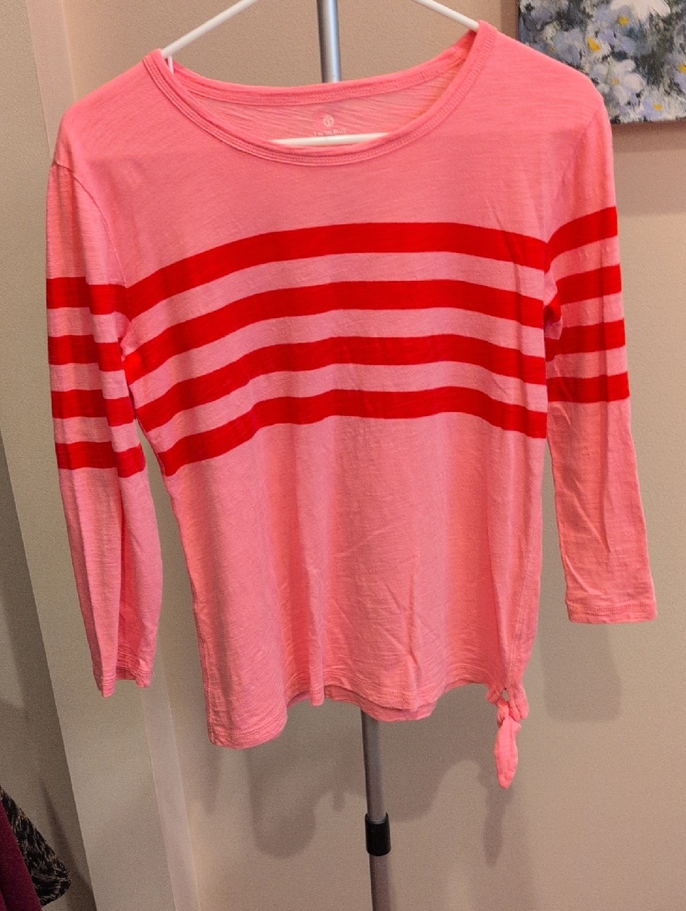 T by Talbots Pink Long-Sleeve Tee with Red Stripes